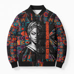 Chimamanda Ngozi Adichie Bomber Puffer Jacket with Monochrome Portrait, The Danger of a Single Story Quote - African Pride