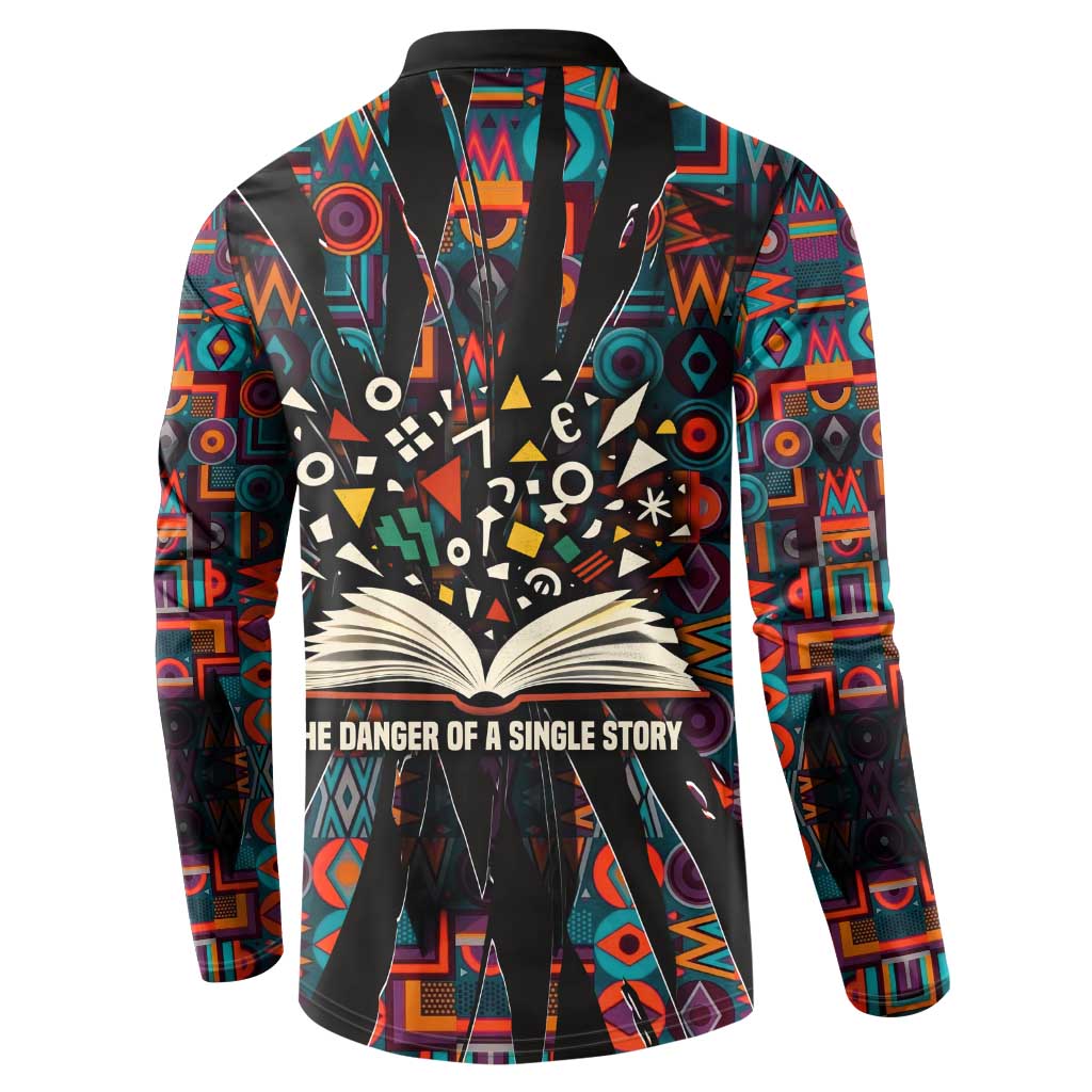 Chimamanda Ngozi Adichie Button Sweatshirt with Monochrome Portrait, The Danger of a Single Story Quote