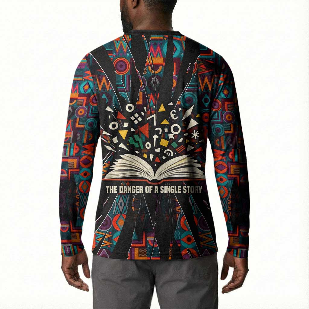 Chimamanda Ngozi Adichie Button Sweatshirt with Monochrome Portrait, The Danger of a Single Story Quote