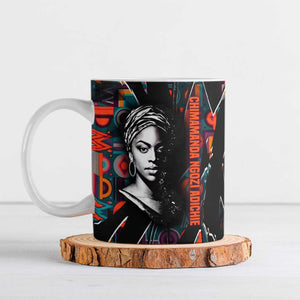 Chimamanda Ngozi Adichie Ceramic Mug with Monochrome Portrait, The Danger of a Single Story Quote - African Pride
