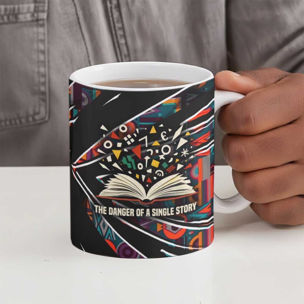 Chimamanda Ngozi Adichie Ceramic Mug with Monochrome Portrait, The Danger of a Single Story Quote - African Pride