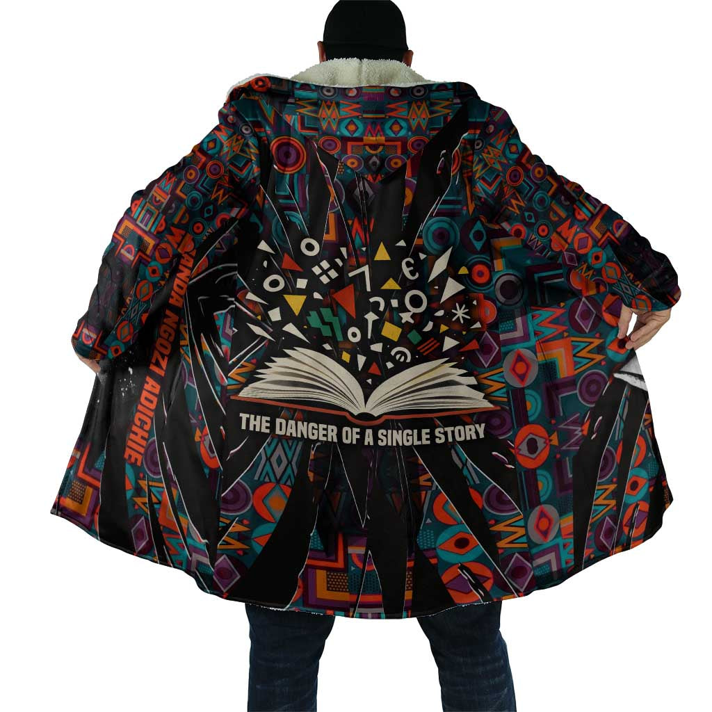 Chimamanda Ngozi Adichie Cloak with Monochrome Portrait, The Danger of a Single Story Quote - African Pride