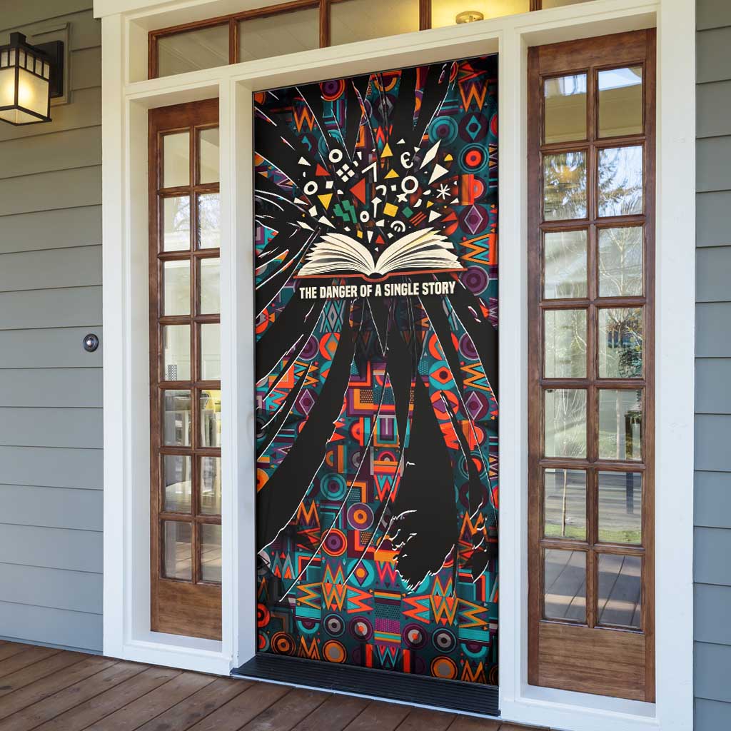 Chimamanda Ngozi Adichie Door Cover with Monochrome Portrait, The Danger of a Single Story Quote - African Pride
