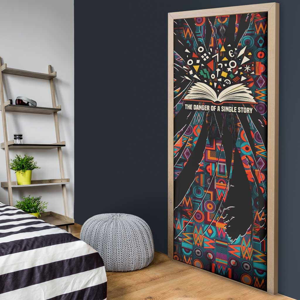 Chimamanda Ngozi Adichie Door Cover with Monochrome Portrait, The Danger of a Single Story Quote - African Pride