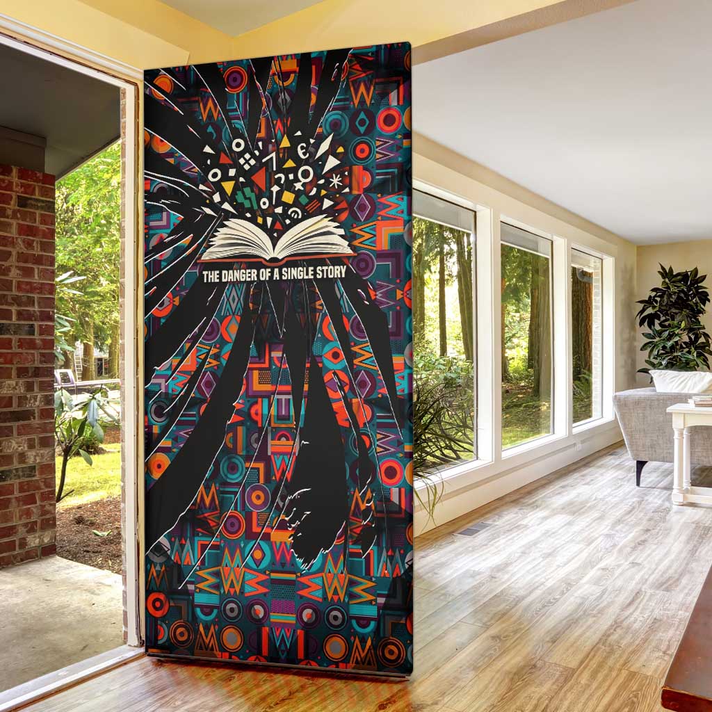Chimamanda Ngozi Adichie Door Cover with Monochrome Portrait, The Danger of a Single Story Quote - African Pride