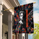 Chimamanda Ngozi Adichie Garden Flag with Monochrome Portrait, The Danger of a Single Story Quote - African Pride