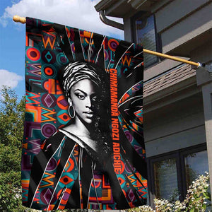 Chimamanda Ngozi Adichie Garden Flag with Monochrome Portrait, The Danger of a Single Story Quote - African Pride