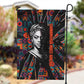 Chimamanda Ngozi Adichie Garden Flag with Monochrome Portrait, The Danger of a Single Story Quote - African Pride