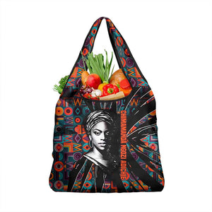 Chimamanda Ngozi Adichie Grocery Bag with Monochrome Portrait, The Danger of a Single Story Quote - African Pride