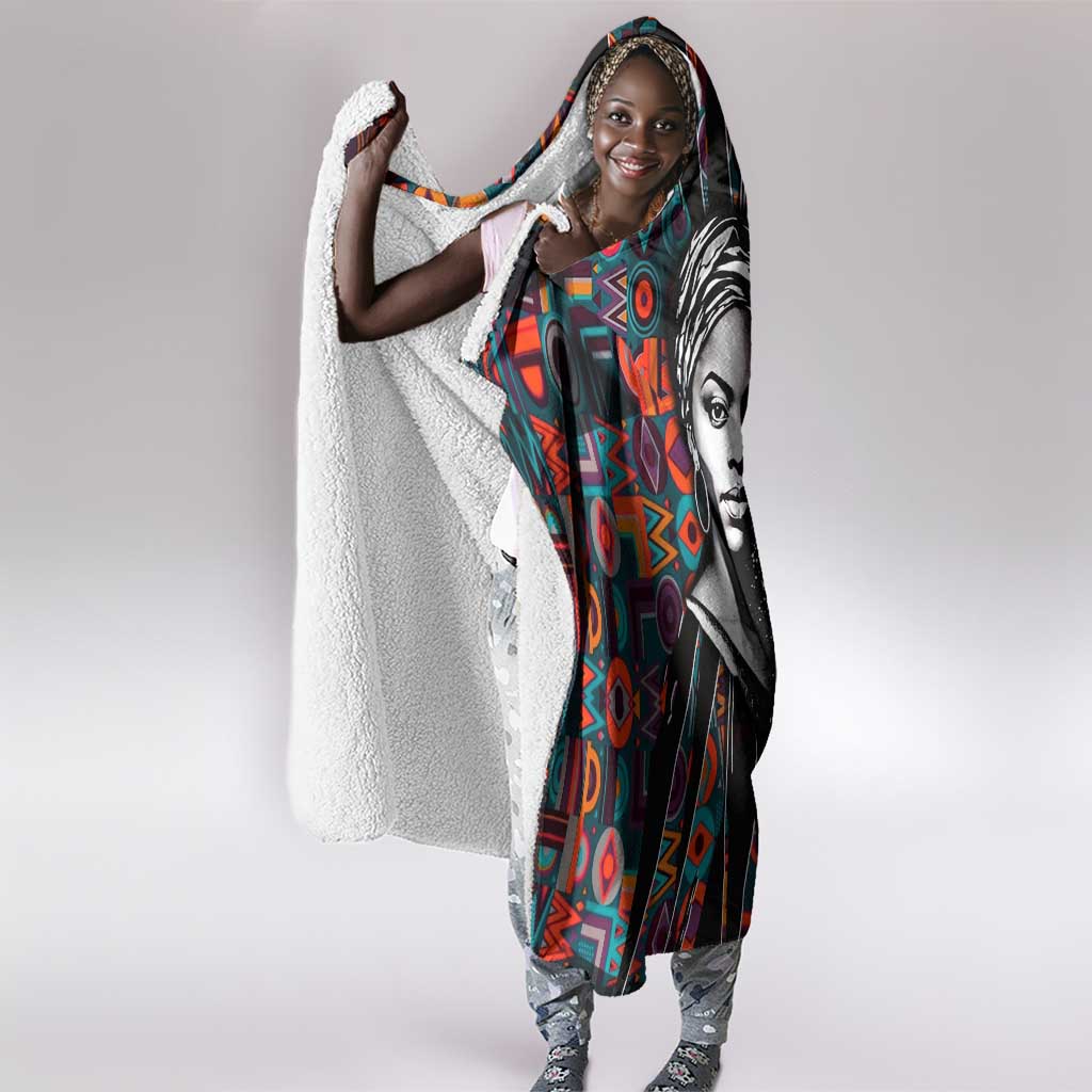 Chimamanda Ngozi Adichie Hooded Blanket with Monochrome Portrait, The Danger of a Single Story Quote - African Pride