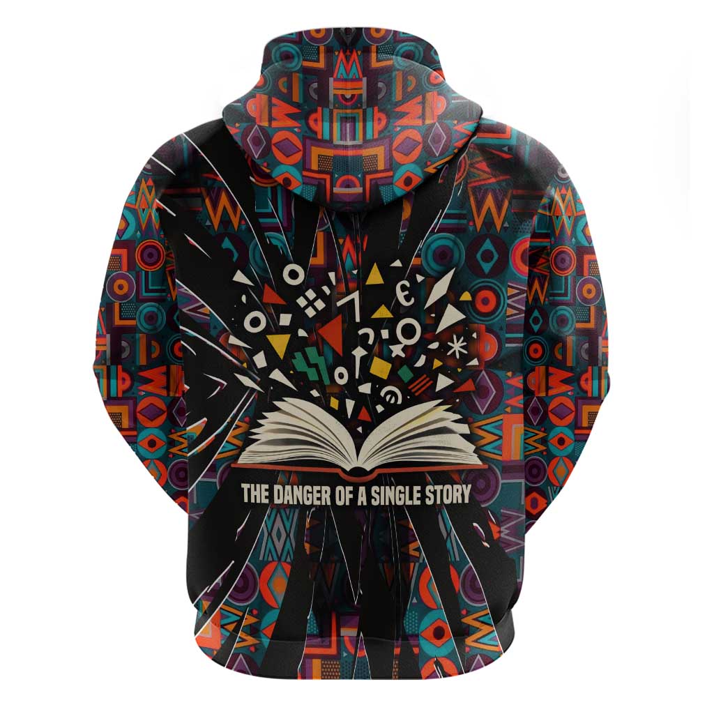 Chimamanda Ngozi Adichie Hoodie with Monochrome Portrait, The Danger of a Single Story Quote - African Pride
