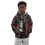 Chimamanda Ngozi Adichie Kid Hoodie with Monochrome Portrait, The Danger of a Single Story Quote - African Pride