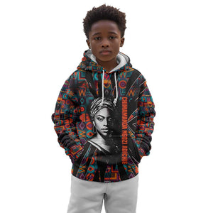 Chimamanda Ngozi Adichie Kid Hoodie with Monochrome Portrait, The Danger of a Single Story Quote - African Pride