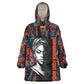 Chimamanda Ngozi Adichie Kid Wearable Blanket Hoodie with Monochrome Portrait, The Danger of a Single Story Quote - African Pride