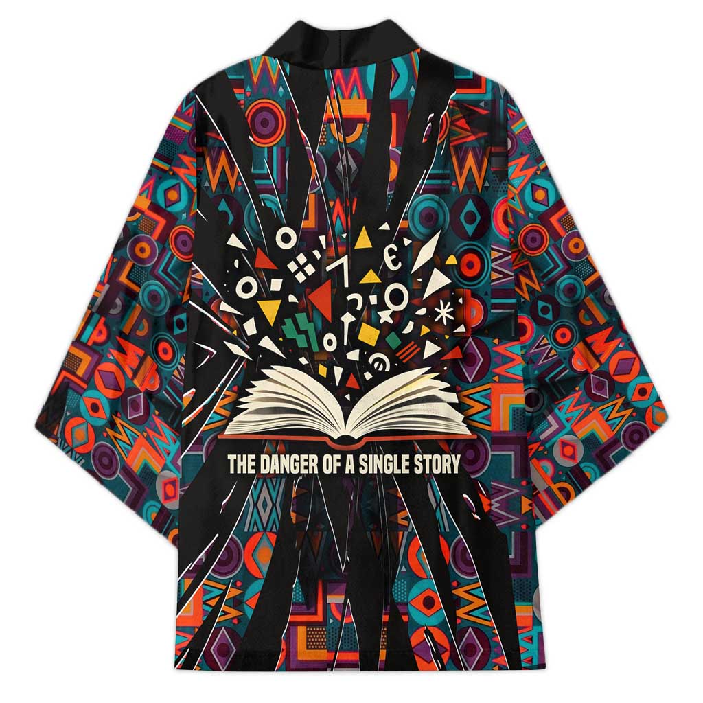 Chimamanda Ngozi Adichie Kimono with Monochrome Portrait, The Danger of a Single Story Quote - African Pride
