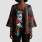 Chimamanda Ngozi Adichie Kimono Sleeve Blouse with Monochrome Portrait, The Danger of a Single Story Quote - African Pride