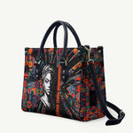 Chimamanda Ngozi Adichie Leather Bag with Monochrome Portrait, The Danger of a Single Story Quote - African Pride