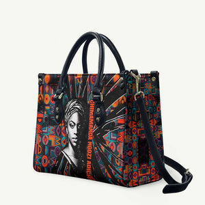 Chimamanda Ngozi Adichie Leather Bag with Monochrome Portrait, The Danger of a Single Story Quote - African Pride