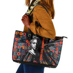 Chimamanda Ngozi Adichie Leather Tote Bag with Monochrome Portrait, The Danger of a Single Story Quote - African Pride