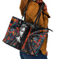 Chimamanda Ngozi Adichie Leather Tote Bag with Monochrome Portrait, The Danger of a Single Story Quote - African Pride