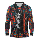 Chimamanda Ngozi Adichie Long Sleeve Polo Shirt with Monochrome Portrait, The Danger of a Single Story Quote - African Pride
