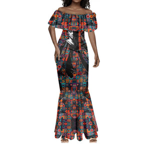 Chimamanda Ngozi Adichie Mermaid Dress with Monochrome Portrait, The Danger of a Single Story Quote - African Pride