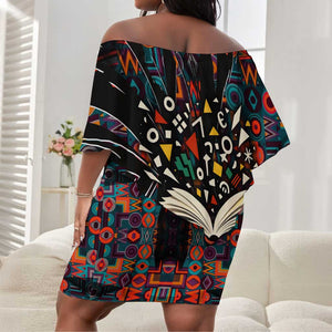 Chimamanda Ngozi Adichie Off Shoulder Short Dress with Monochrome Portrait, The Danger of a Single Story Quote - African Pride