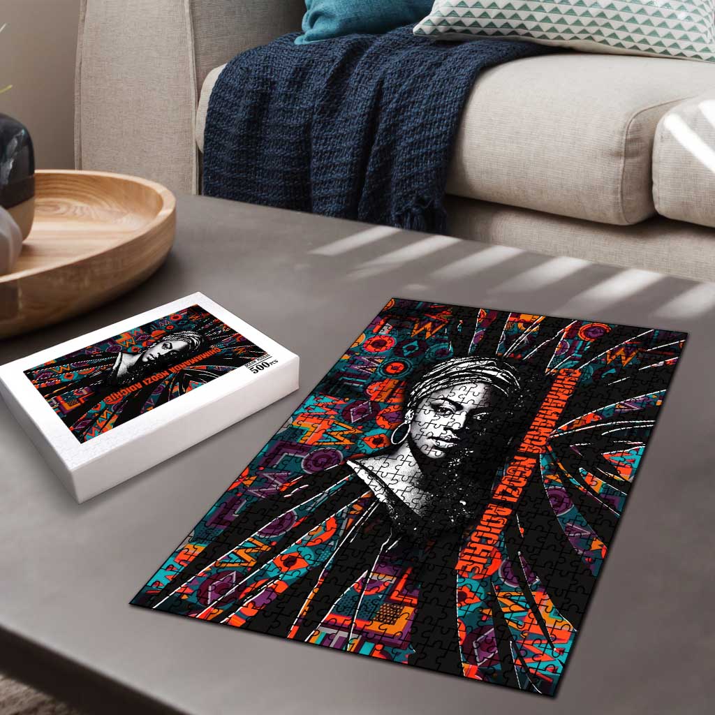 Chimamanda Ngozi Adichie Puzzle with Monochrome Portrait, The Danger of a Single Story Quote - African Pride