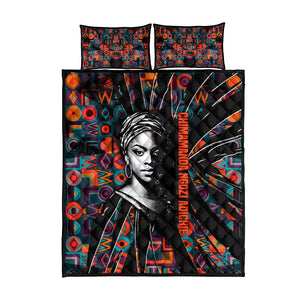 Chimamanda Ngozi Adichie Quilt Bed Set with Monochrome Portrait, The Danger of a Single Story Quote - African Pride