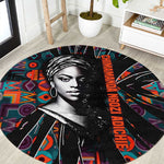Chimamanda Ngozi Adichie Round Carpet with Monochrome Portrait, The Danger of a Single Story Quote - African Pride