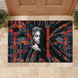 Chimamanda Ngozi Adichie Rubber Doormat with Monochrome Portrait, The Danger of a Single Story Quote - African Pride