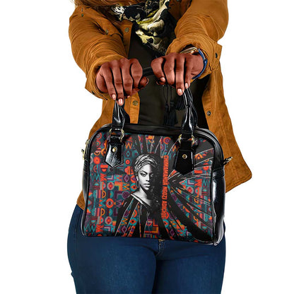 Chimamanda Ngozi Adichie Shoulder Handbag with Monochrome Portrait, The Danger of a Single Story Quote - African Pride