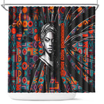 Chimamanda Ngozi Adichie Shower Curtain with Monochrome Portrait, The Danger of a Single Story Quote - African Pride