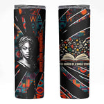 Chimamanda Ngozi Adichie Skinny Tumbler with Monochrome Portrait, The Danger of a Single Story Quote - African Pride