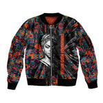 Chimamanda Ngozi Adichie Sleeve Zip Bomber Jacket with Monochrome Portrait, The Danger of a Single Story Quote - African Pride