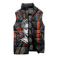 Chimamanda Ngozi Adichie Sleeveless Puffer Jacket with Monochrome Portrait, The Danger of a Single Story Quote - African Pride