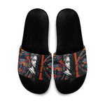 Chimamanda Ngozi Adichie Slide Sandals with Monochrome Portrait, The Danger of a Single Story Quote - African Pride