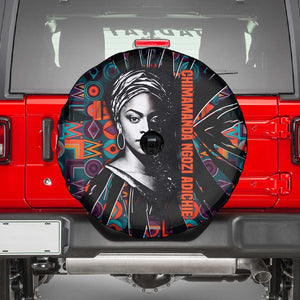 Chimamanda Ngozi Adichie Spare Tire Cover with Monochrome Portrait, The Danger of a Single Story Quote - African Pride