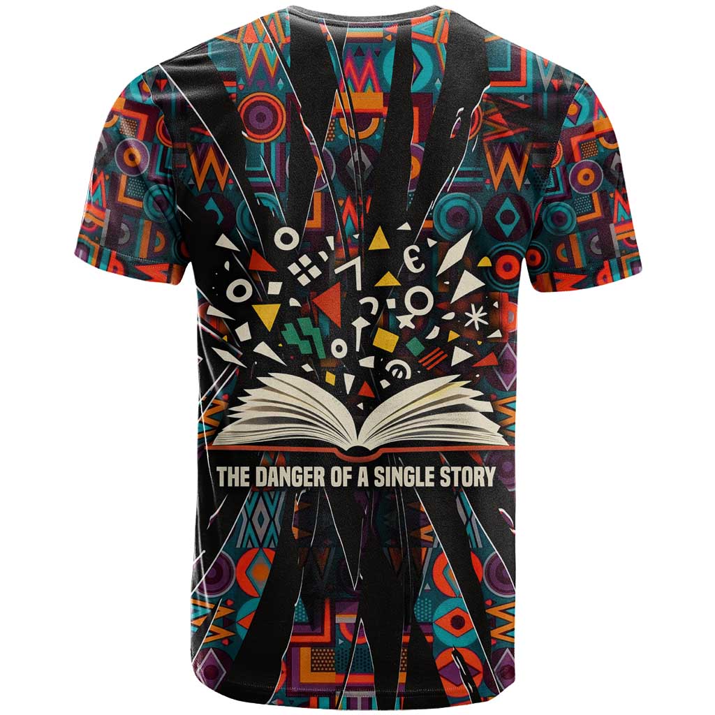 Chimamanda Ngozi Adichie T shirt with Monochrome Portrait, The Danger of a Single Story Quote - African Pride