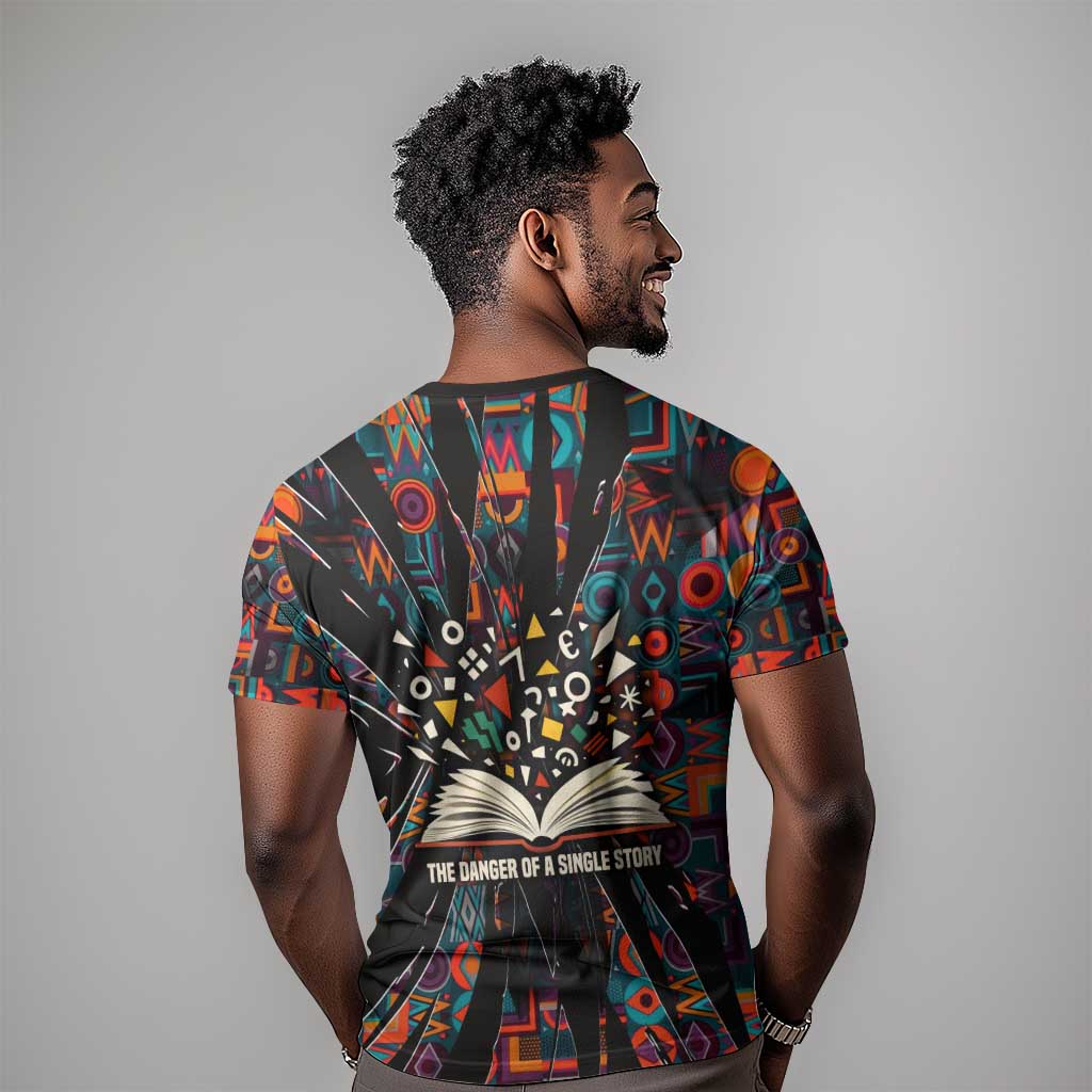 Chimamanda Ngozi Adichie T shirt with Monochrome Portrait, The Danger of a Single Story Quote - African Pride