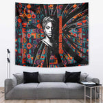 Chimamanda Ngozi Adichie Tapestry with Monochrome Portrait, The Danger of a Single Story Quote - African Pride