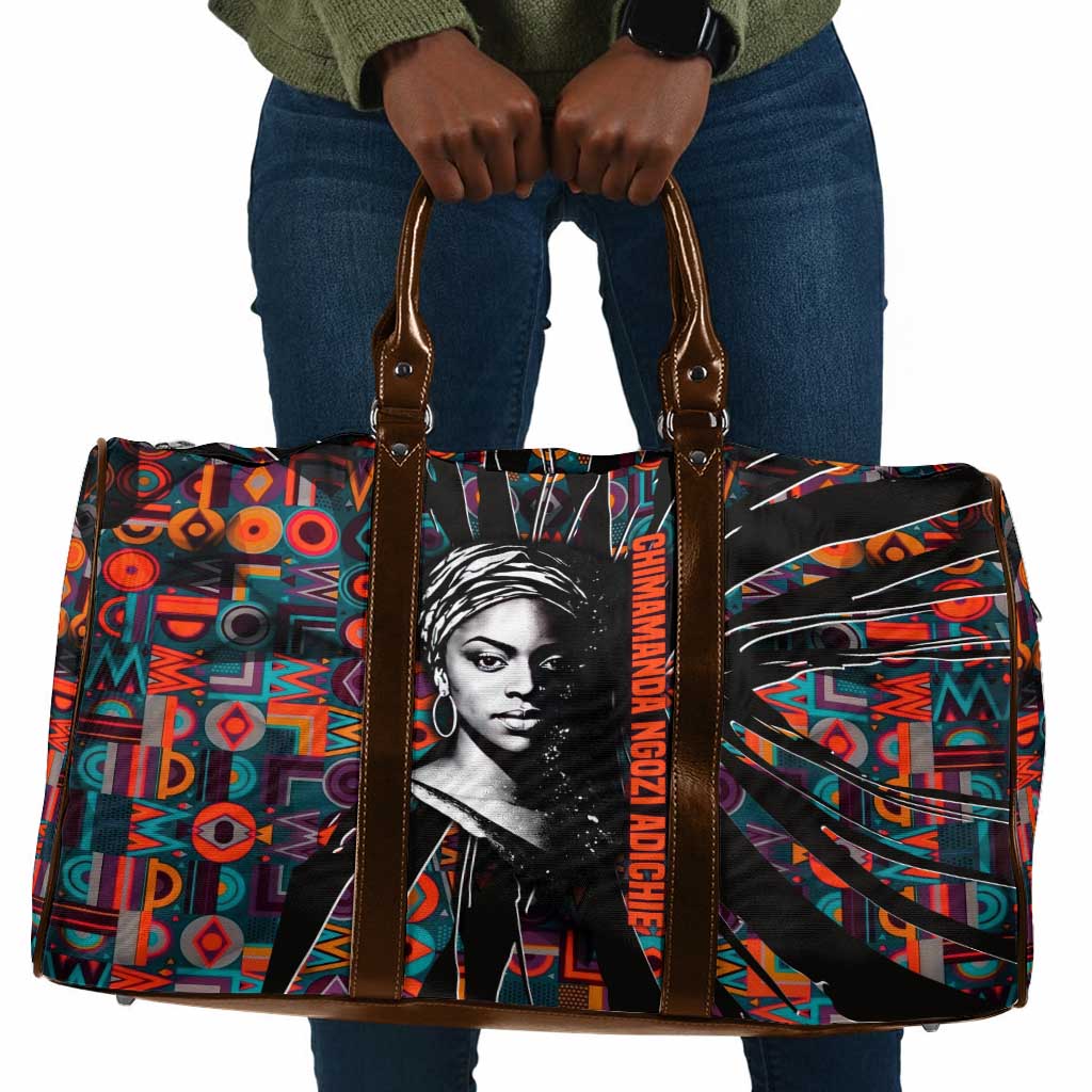 Chimamanda Ngozi Adichie Travel Bag with Monochrome Portrait, The Danger of a Single Story Quote - African Pride