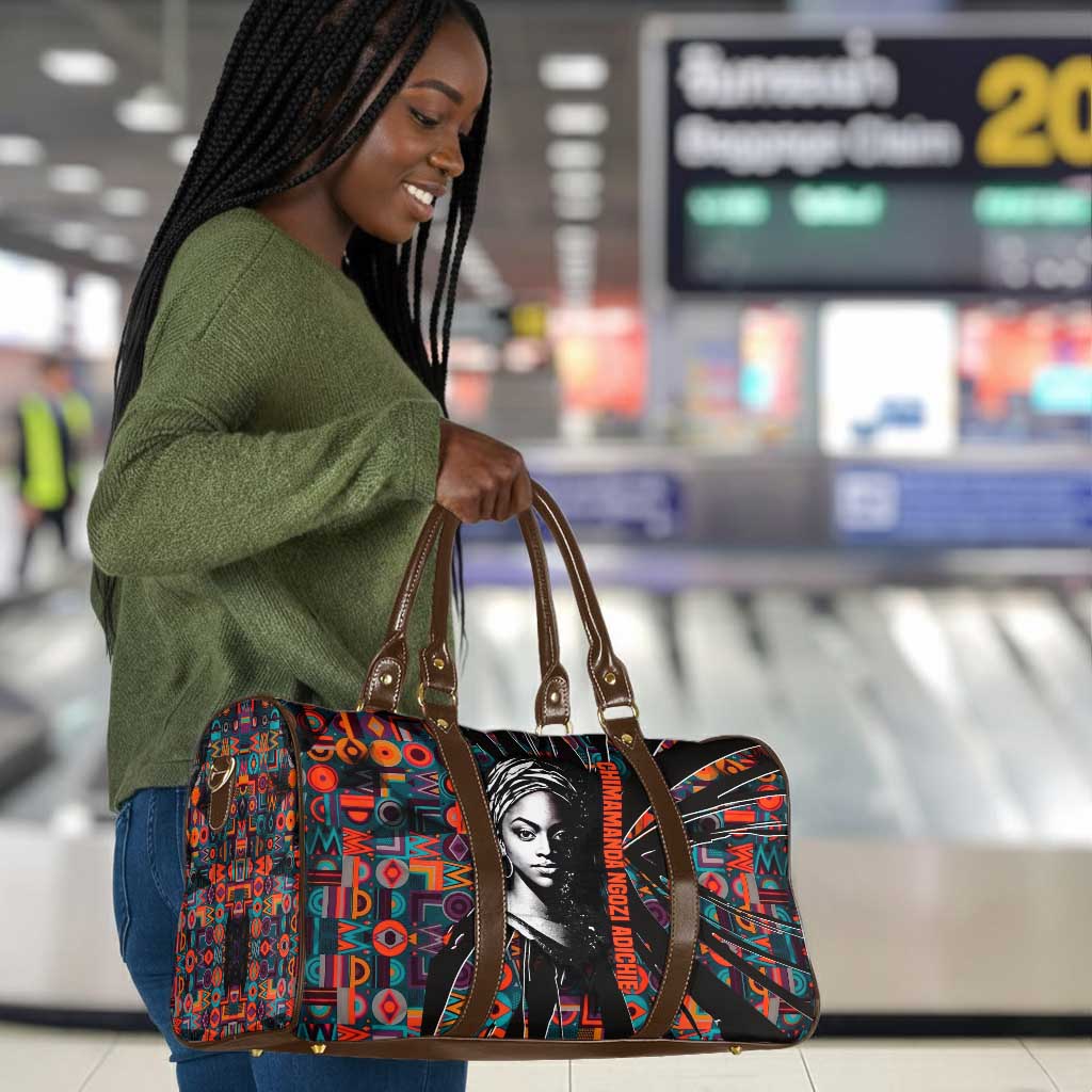 Chimamanda Ngozi Adichie Travel Bag with Monochrome Portrait, The Danger of a Single Story Quote - African Pride