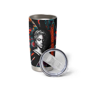 Chimamanda Ngozi Adichie Tumbler Cup with Monochrome Portrait, The Danger of a Single Story Quote - African Pride