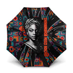 Chimamanda Ngozi Adichie Umbrella with Monochrome Portrait, The Danger of a Single Story Quote - African Pride