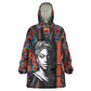 Chimamanda Ngozi Adichie Wearable Blanket Hoodie with Monochrome Portrait, The Danger of a Single Story Quote - African Pride