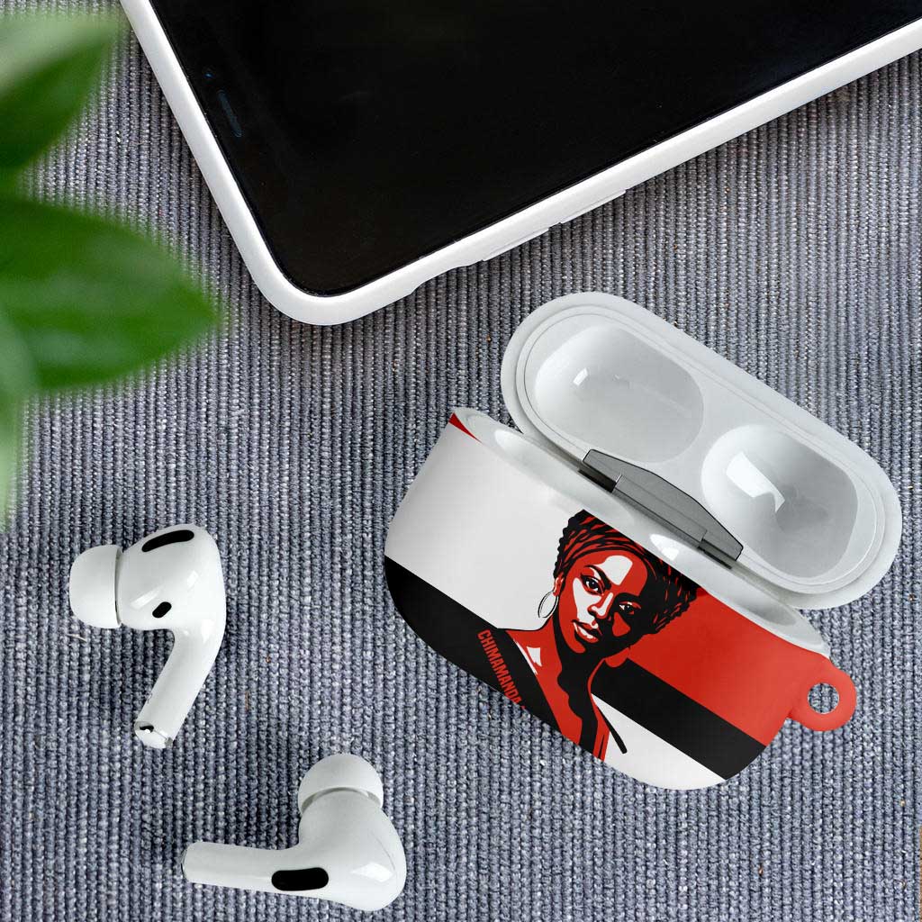 Chimamanda Ngozi Adichie AirPods Case with Bold Red Portrait, We Should All Be Feminists Quote - African Pride