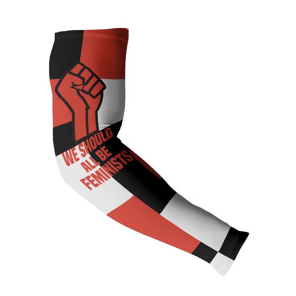 Chimamanda Ngozi Adichie Arm Sleeves with Bold Red Portrait, We Should All Be Feminists Quote - African Pride