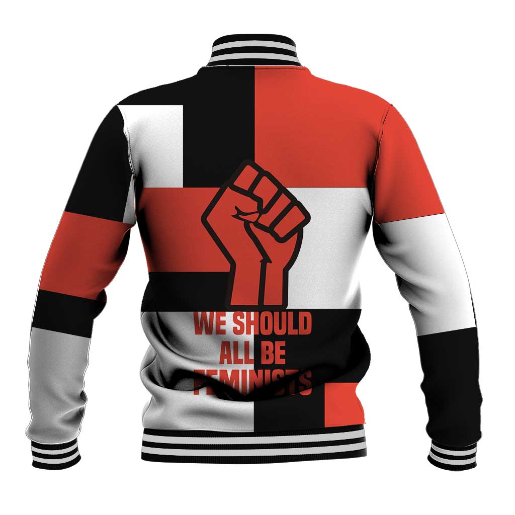 Chimamanda Ngozi Adichie Baseball Jacket with Bold Red Portrait, We Should All Be Feminists Quote - African Pride