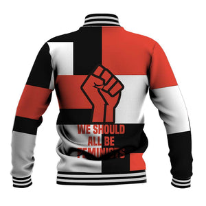 Chimamanda Ngozi Adichie Baseball Jacket with Bold Red Portrait, We Should All Be Feminists Quote - African Pride
